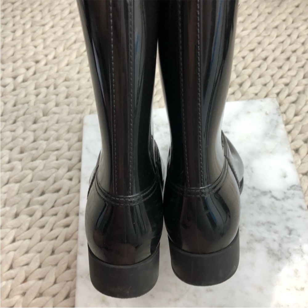 Prada Black Glossy Rain Boots - Picture 3 of 5